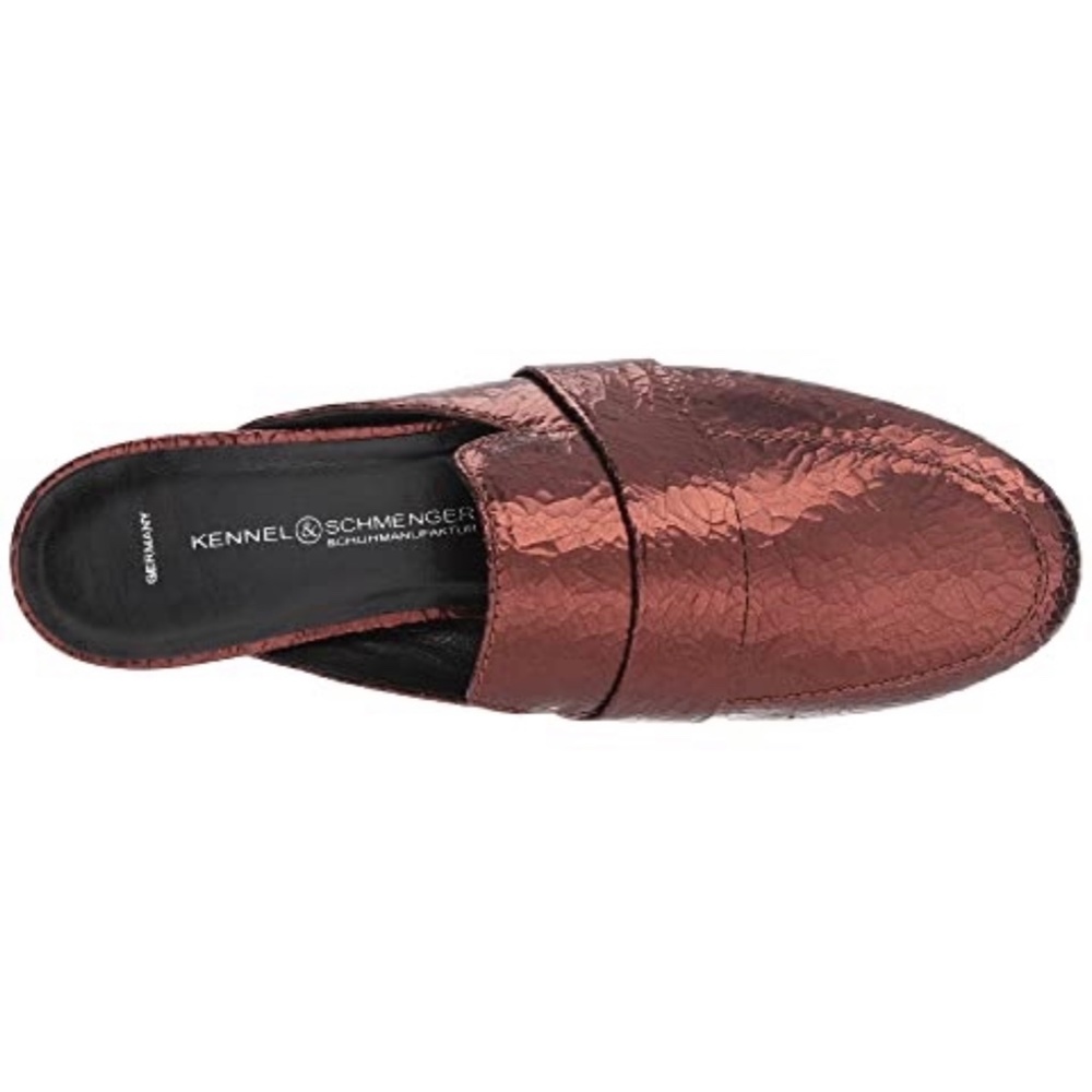 Kennel & Schmenger Tara Metallic Leather Flat Mule Slip-On Loafers Luxury Shoes - Picture 7 of 13